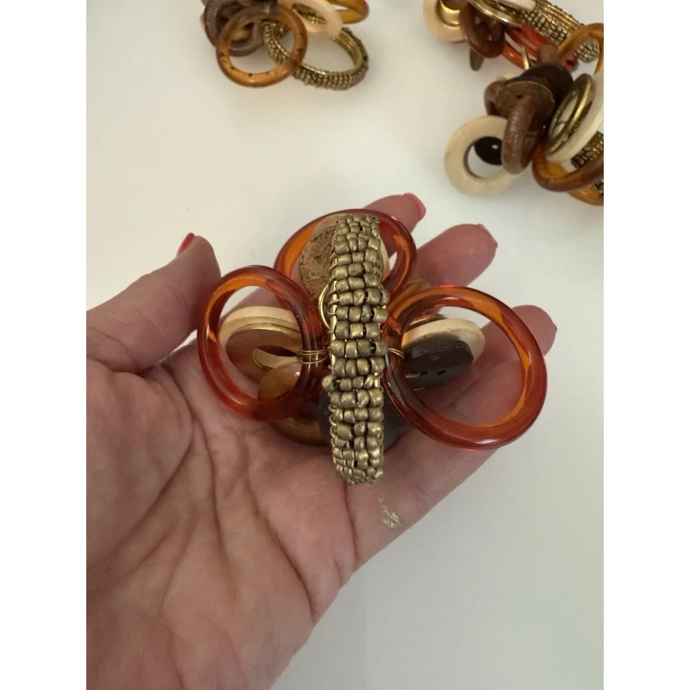 Vintage Set‎ of 6 Bodrum Interlink Napkin Rings Mid Century Modern Table Decor